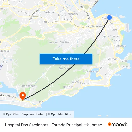 Hospital Dos Servidores - Entrada Principal to Ibmec map