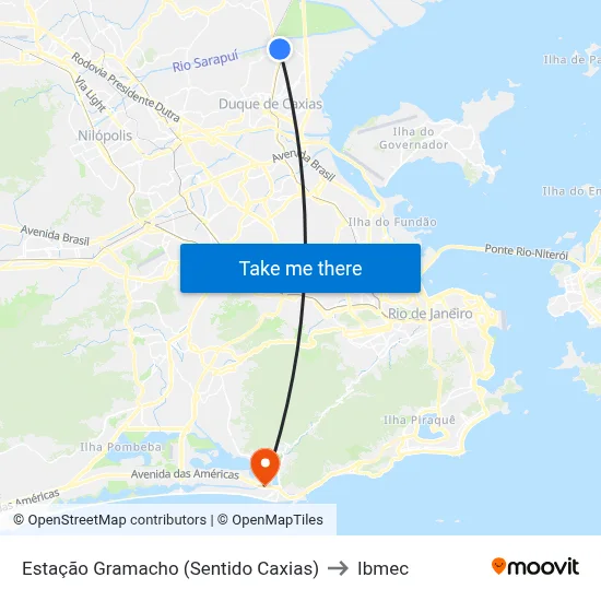 Estação Gramacho (Sentido Caxias) to Ibmec map