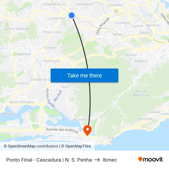 Ponto Final - Cascadura | N. S. Penha to Ibmec map