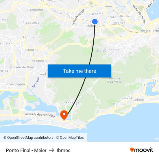 Ponto Final - Méier to Ibmec map