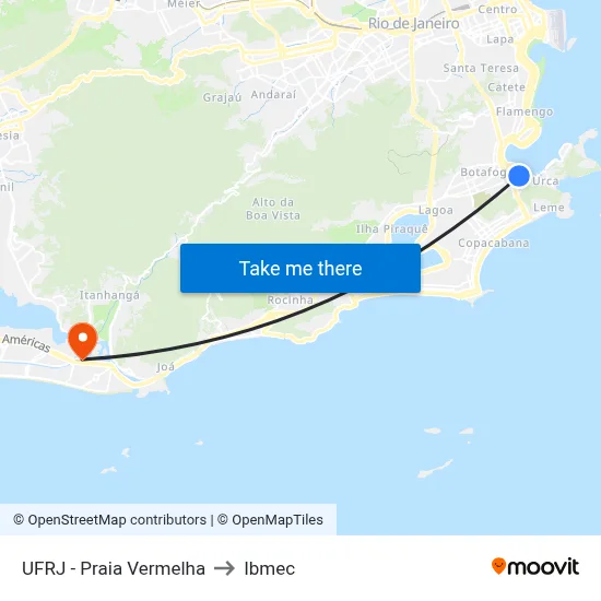 UFRJ - Praia Vermelha to Ibmec map