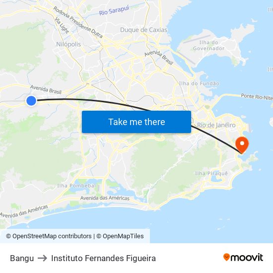 Bangu to Instituto Fernandes Figueira map