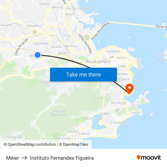 Méier to Instituto Fernandes Figueira map