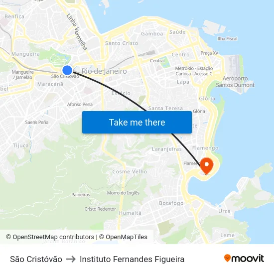 São Cristóvão to Instituto Fernandes Figueira map