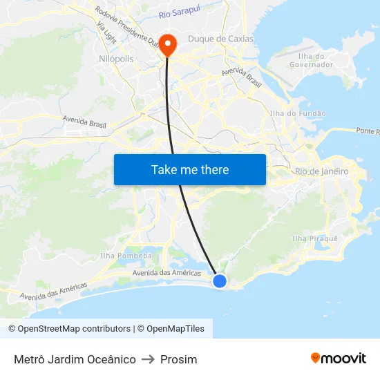 Metrô Jardim Oceânico to Prosim map