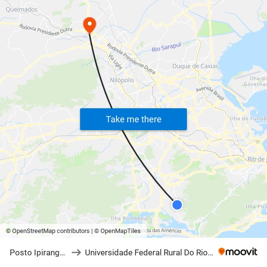 Posto Ipiranga / Jardim Clarice to Universidade Federal Rural Do Rio De Janeiro, Instituto Multidisciplinar map