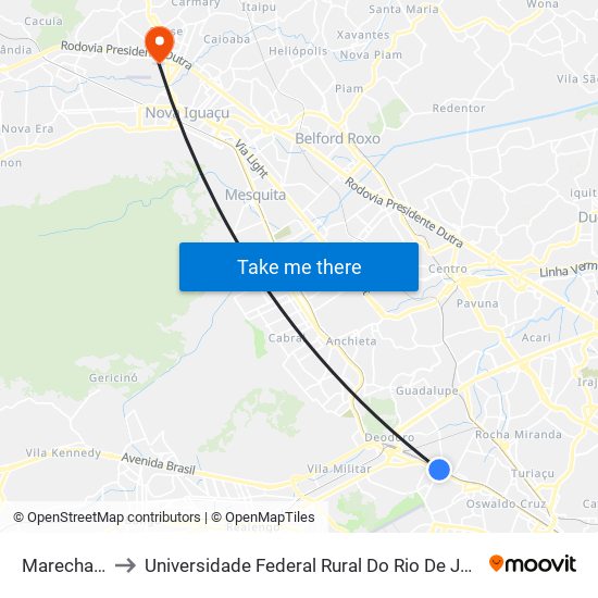 Marechal Hermes to Universidade Federal Rural Do Rio De Janeiro, Instituto Multidisciplinar map