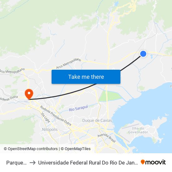 Parque Estrela to Universidade Federal Rural Do Rio De Janeiro, Instituto Multidisciplinar map
