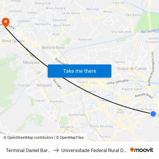 Terminal Daniel Barata (Estação Penha Circular) to Universidade Federal Rural Do Rio De Janeiro, Instituto Multidisciplinar map