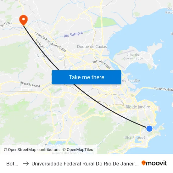 Botafogo to Universidade Federal Rural Do Rio De Janeiro, Instituto Multidisciplinar map