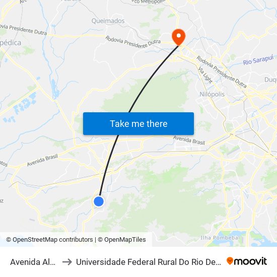 Avenida Alhambra, 920 to Universidade Federal Rural Do Rio De Janeiro, Instituto Multidisciplinar map