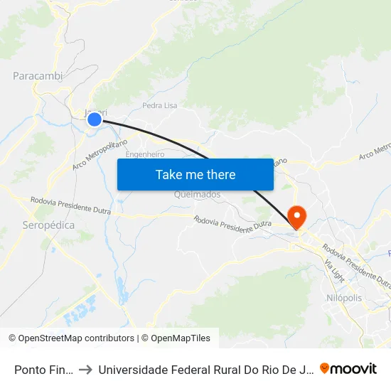 Ponto Final - Japeri to Universidade Federal Rural Do Rio De Janeiro, Instituto Multidisciplinar map