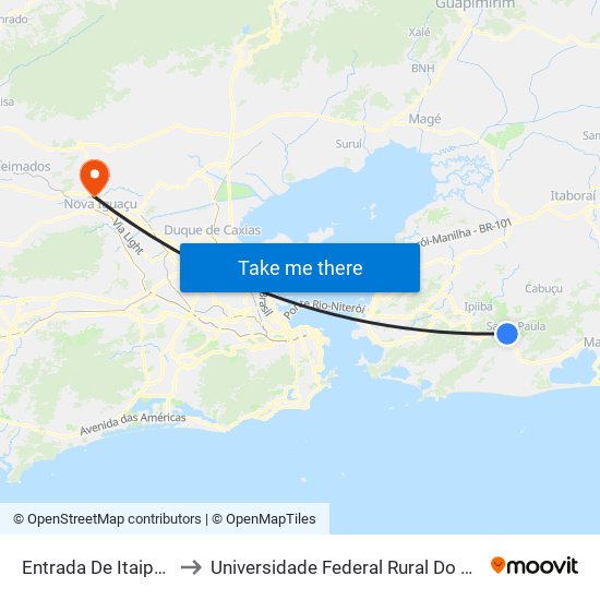 Entrada De Itaipuaçu (Sentido Tribobó) to Universidade Federal Rural Do Rio De Janeiro, Instituto Multidisciplinar map