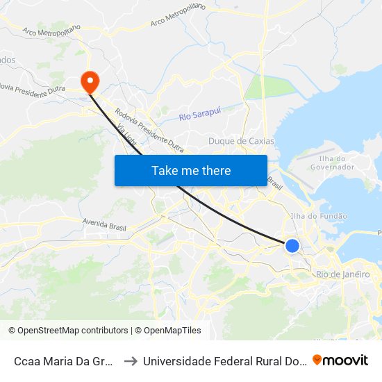 Ccaa Maria Da Graça | Metrô Maria Da Graça to Universidade Federal Rural Do Rio De Janeiro, Instituto Multidisciplinar map