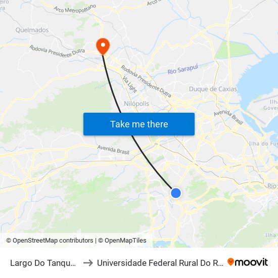 Largo Do Tanque | Terminal Do Tanque to Universidade Federal Rural Do Rio De Janeiro, Instituto Multidisciplinar map