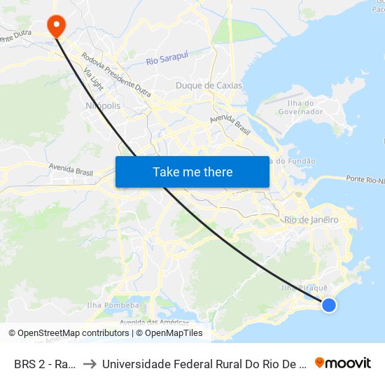 BRS 2 - Raul Pompeia to Universidade Federal Rural Do Rio De Janeiro, Instituto Multidisciplinar map