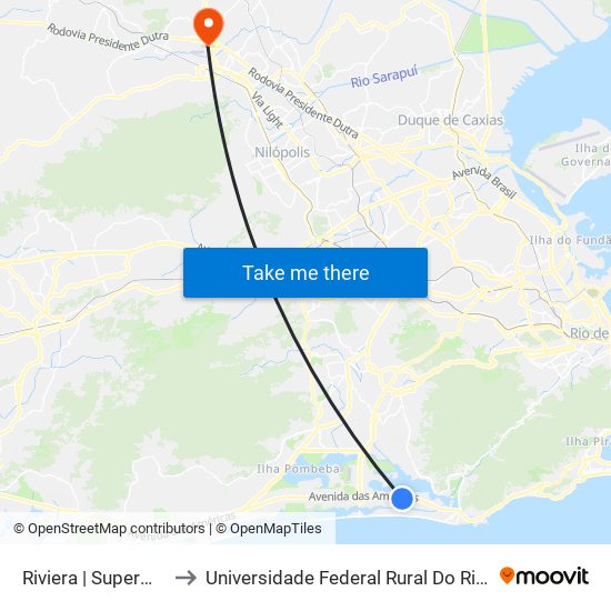 Riviera | Supermercardo Guanabara to Universidade Federal Rural Do Rio De Janeiro, Instituto Multidisciplinar map