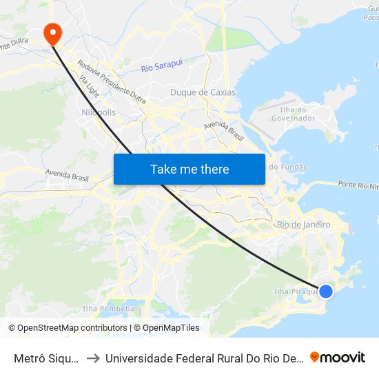 Metrô Siqueira Campos to Universidade Federal Rural Do Rio De Janeiro, Instituto Multidisciplinar map