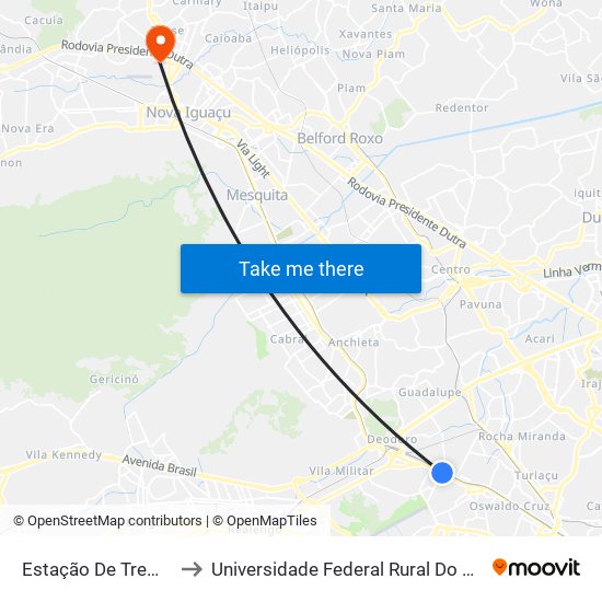 Estação De Trem De Marechal Hermes to Universidade Federal Rural Do Rio De Janeiro, Instituto Multidisciplinar map