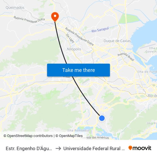Estr. Engenho D'Água | Garagem Da Antiga Litoral Rio to Universidade Federal Rural Do Rio De Janeiro, Instituto Multidisciplinar map