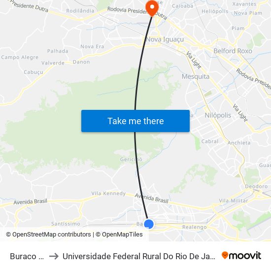 Buraco Do Faim to Universidade Federal Rural Do Rio De Janeiro, Instituto Multidisciplinar map