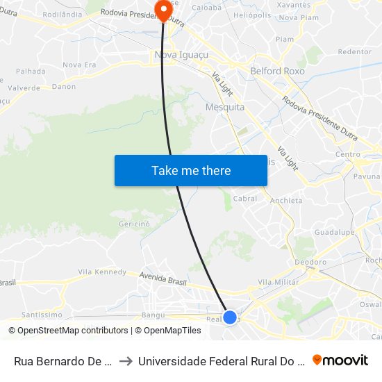 Rua Bernardo De Vasconcelos | Atacadão to Universidade Federal Rural Do Rio De Janeiro, Instituto Multidisciplinar map