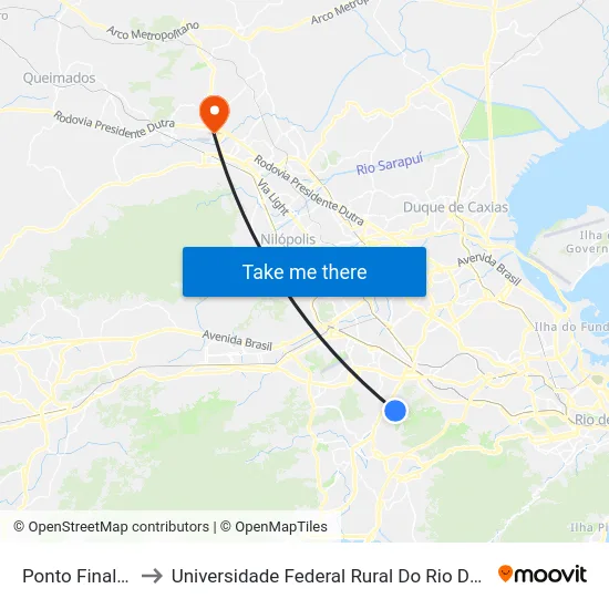 Ponto Final - Praça Seca to Universidade Federal Rural Do Rio De Janeiro, Instituto Multidisciplinar map