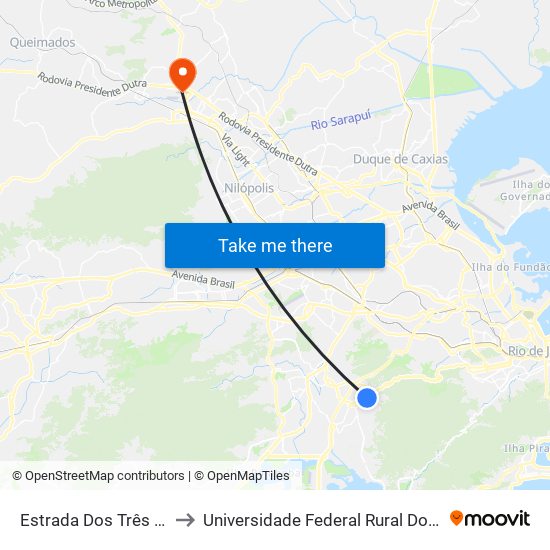 Estrada Dos Três Rios - Estrada Do Bananal to Universidade Federal Rural Do Rio De Janeiro, Instituto Multidisciplinar map