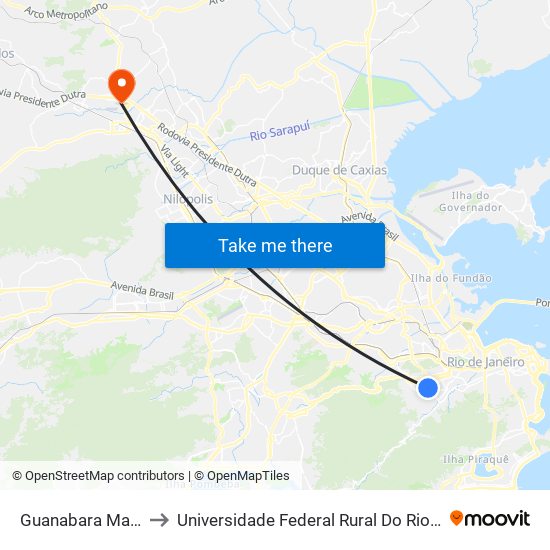 Guanabara Maxwell (Vila Isabel) to Universidade Federal Rural Do Rio De Janeiro, Instituto Multidisciplinar map