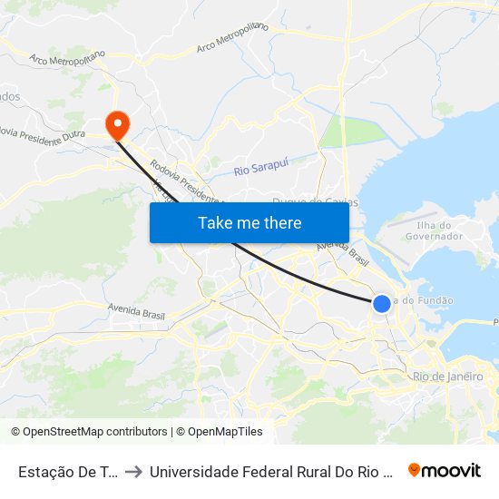 Estação De Trem De Ramos to Universidade Federal Rural Do Rio De Janeiro, Instituto Multidisciplinar map