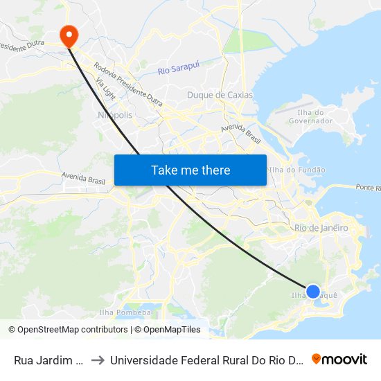 Rua Jardim Botânico, 650 to Universidade Federal Rural Do Rio De Janeiro, Instituto Multidisciplinar map