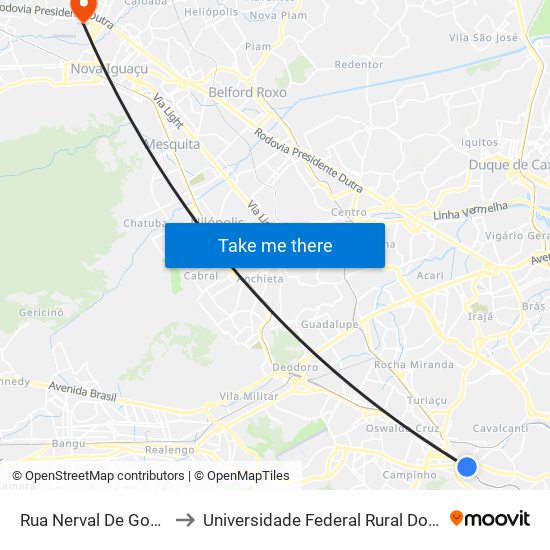 Rua Nerval De Gouvêia | Estação Cascadura to Universidade Federal Rural Do Rio De Janeiro, Instituto Multidisciplinar map