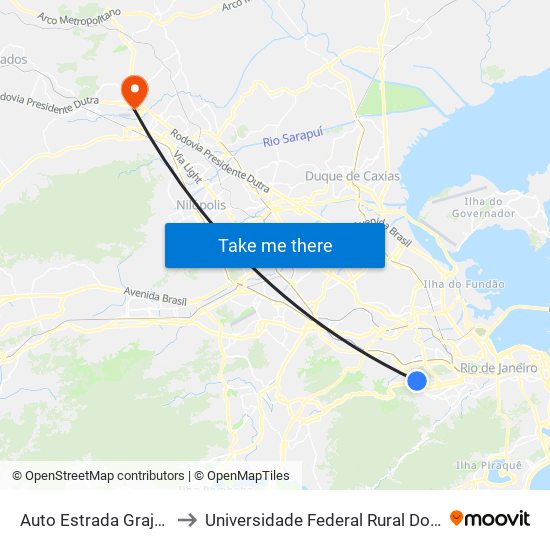 Auto Estrada Grajaú - Jacarepaguá, 452-522 to Universidade Federal Rural Do Rio De Janeiro, Instituto Multidisciplinar map