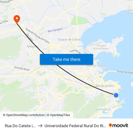 Rua Do Catete | Largo Do Machado to Universidade Federal Rural Do Rio De Janeiro, Instituto Multidisciplinar map