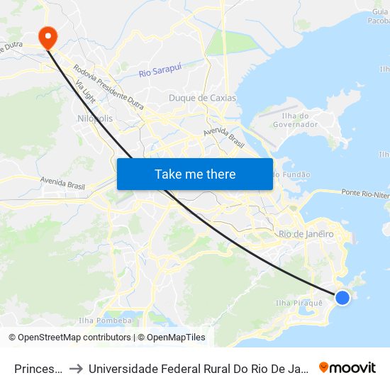 Princesa Isabel to Universidade Federal Rural Do Rio De Janeiro, Instituto Multidisciplinar map