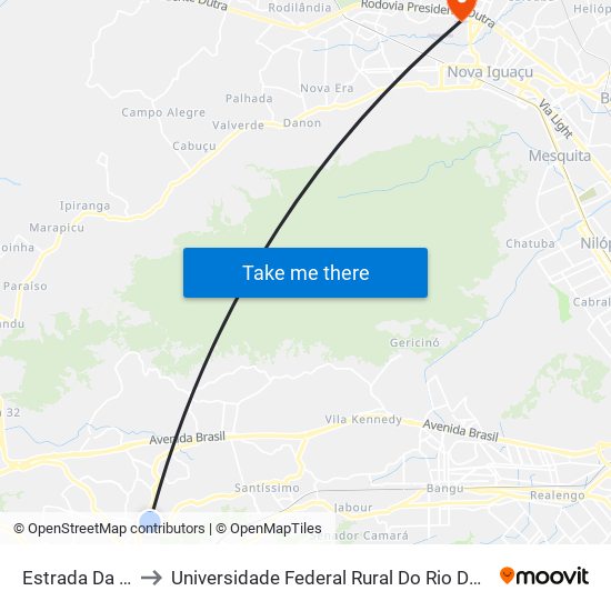 Estrada Da Posse, 3787 to Universidade Federal Rural Do Rio De Janeiro, Instituto Multidisciplinar map