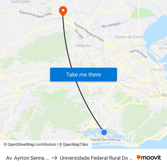 Av. Ayrton Senna | Aerotown | Via Parque to Universidade Federal Rural Do Rio De Janeiro, Instituto Multidisciplinar map
