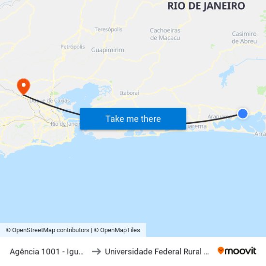 Agência 1001 - Iguaba Grande (Sentido Cabo Frio) to Universidade Federal Rural Do Rio De Janeiro, Instituto Multidisciplinar map