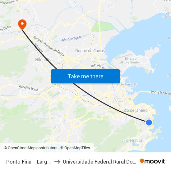 Ponto Final - Largo Do Machado (Rio Total) to Universidade Federal Rural Do Rio De Janeiro, Instituto Multidisciplinar map