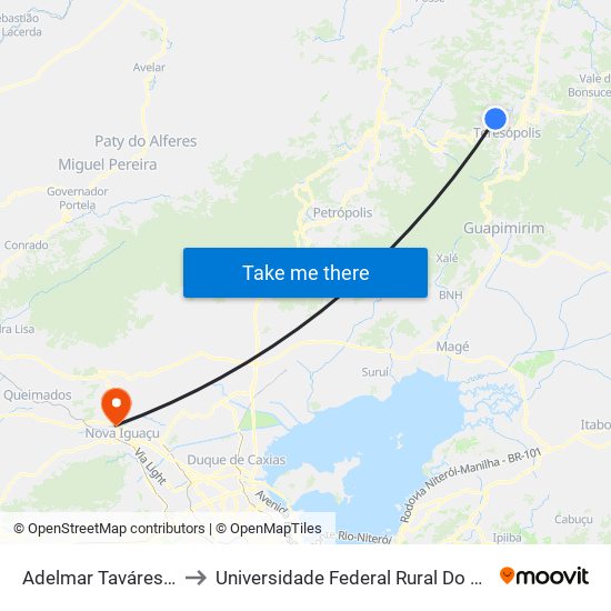 Adelmar Taváres | Condomínio Roseiral to Universidade Federal Rural Do Rio De Janeiro, Instituto Multidisciplinar map