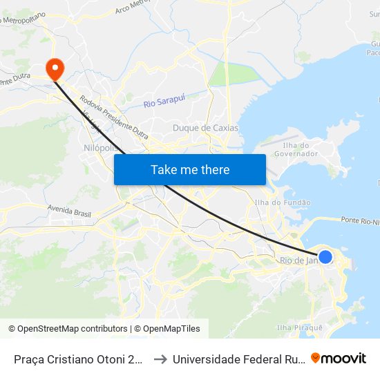 Praça Cristiano Otoni 279 - Centro Rio De Janeiro - Rj 20221-430 Brasil to Universidade Federal Rural Do Rio De Janeiro, Instituto Multidisciplinar map