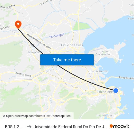 BRS 1 2 5 - Passos to Universidade Federal Rural Do Rio De Janeiro, Instituto Multidisciplinar map