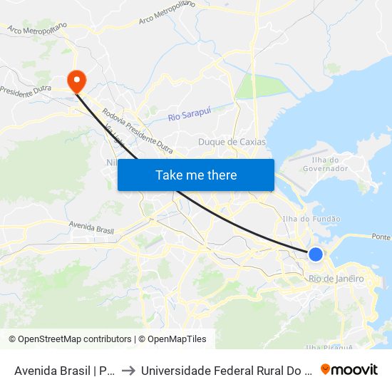 Avenida Brasil | Passarela 04 - Assaí Caju to Universidade Federal Rural Do Rio De Janeiro, Instituto Multidisciplinar map
