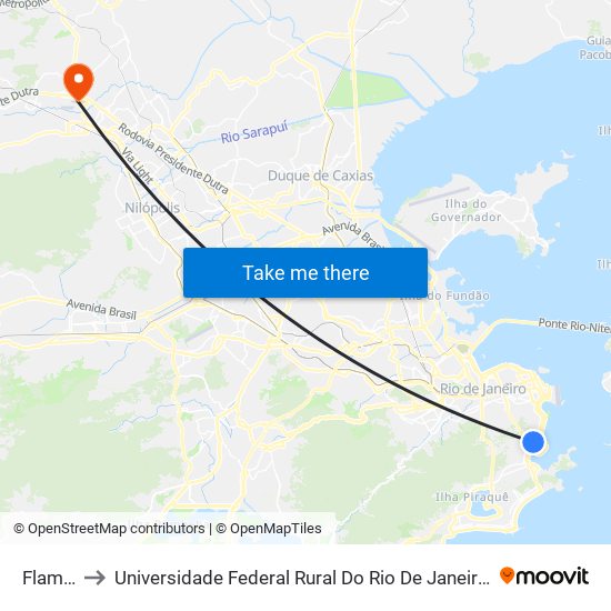 Flamengo to Universidade Federal Rural Do Rio De Janeiro, Instituto Multidisciplinar map
