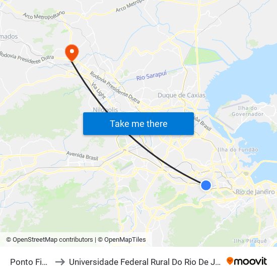 Ponto Final - Méier to Universidade Federal Rural Do Rio De Janeiro, Instituto Multidisciplinar map