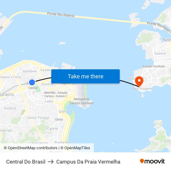 Central Do Brasil to Campus Da Praia Vermelha map