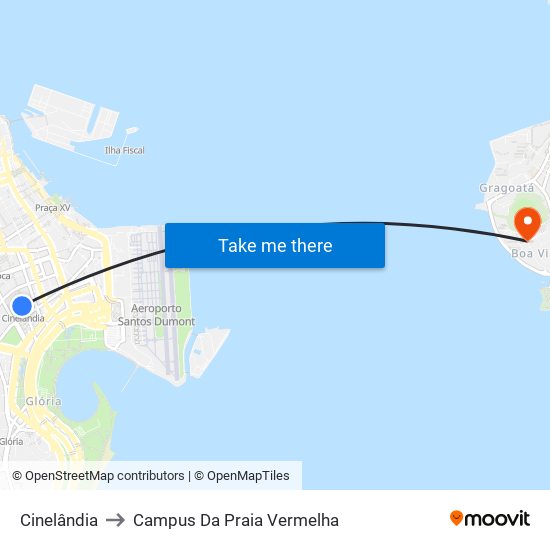 Cinelândia to Campus Da Praia Vermelha map