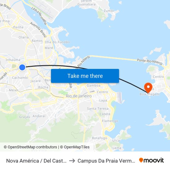 Nova América / Del Castilho to Campus Da Praia Vermelha map