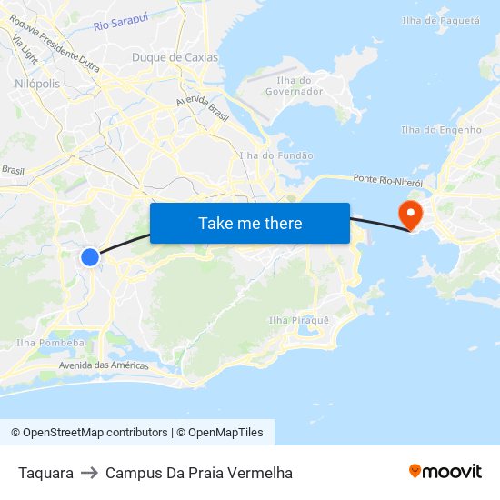 Taquara to Campus Da Praia Vermelha map