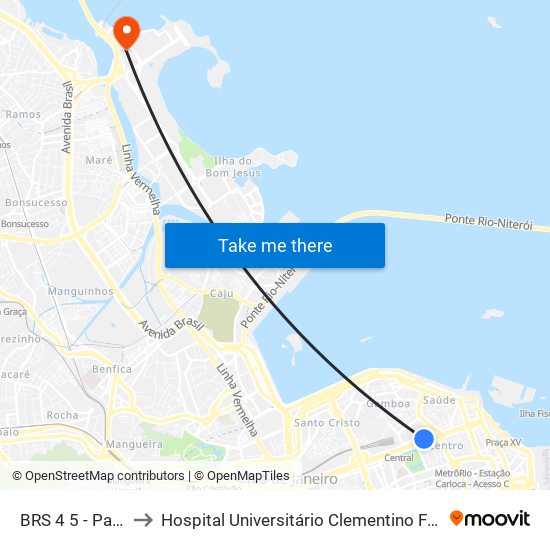 BRS 4 5 - Passos to Hospital Universitário Clementino Fraga Filho map